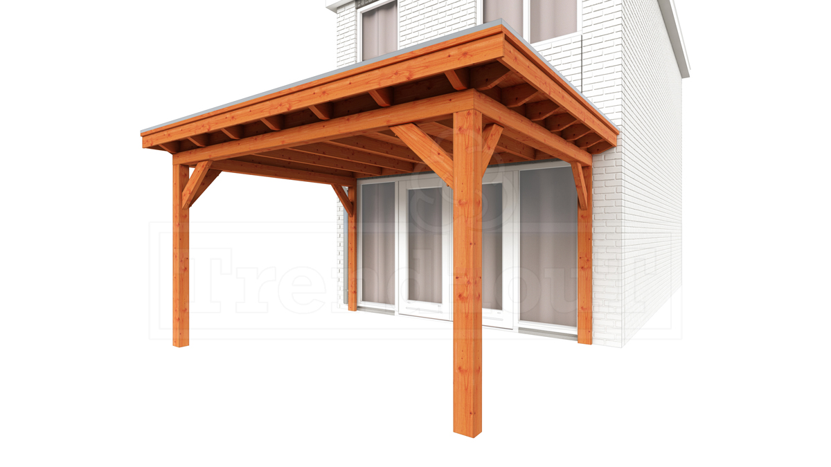 Aanbouwveranda Lucca 460x390 cm - Plat dak model links