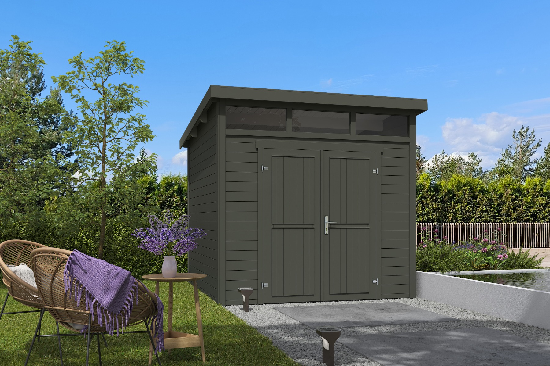 Tuinhuis Kibo 3 250x250 cm - Green Grey gecoat