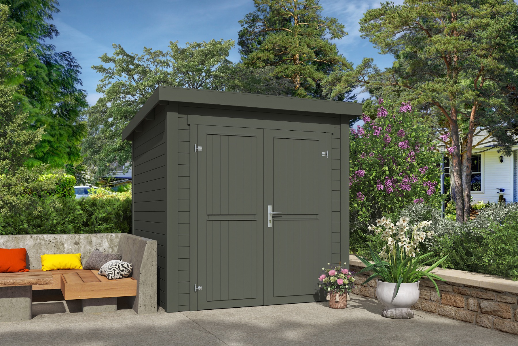 Tuinhuis Sara 200x200 cm - Green Grey gecoat