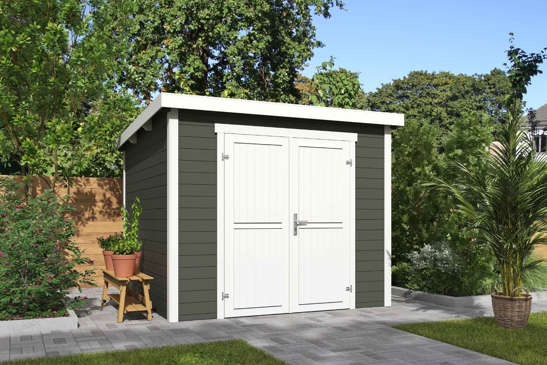 Tuinhuis Mila 250x250 cm - Green Grey-wit gecoat