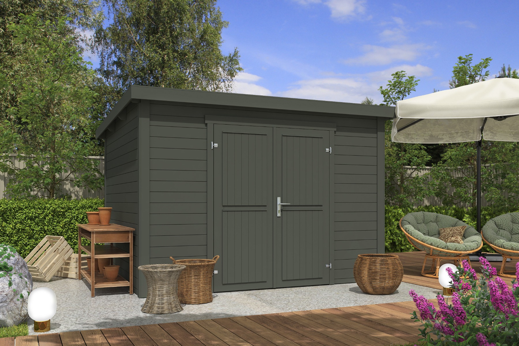 Tuinhuis Lotta 300x250 cm - Green Grey gecoat