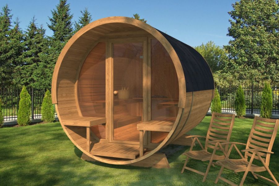 Barrelsauna DELUXE 2.8 Thermowood - 210x220 cm