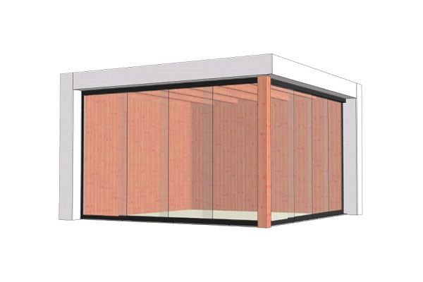 Buitenverblijf Verona 400x400 cm - Plat dak model links - Combinatie 1