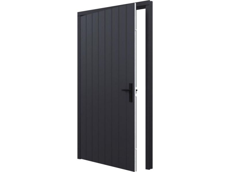 Plaatdeur enkel XL - linksdraaiend - 120x211,5 cm + kozijn 133,4x218,9 cm - zwart (incl. hang en sluitwerk)