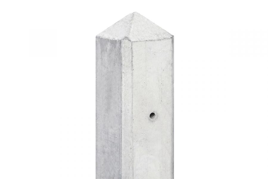 Hoekpaal beton wit/grijs met diamant kop 10x10x308 cm - t.b.v. 2 platen voor schermen 180 cm hoog