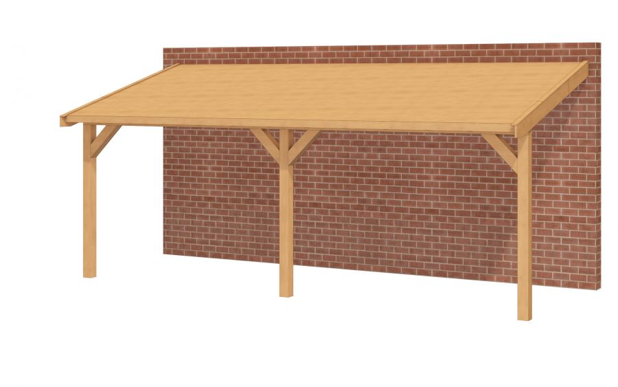 Aanbouwveranda OBLIQUE Schuin dak - 700x300 cm - Dakbeplanking