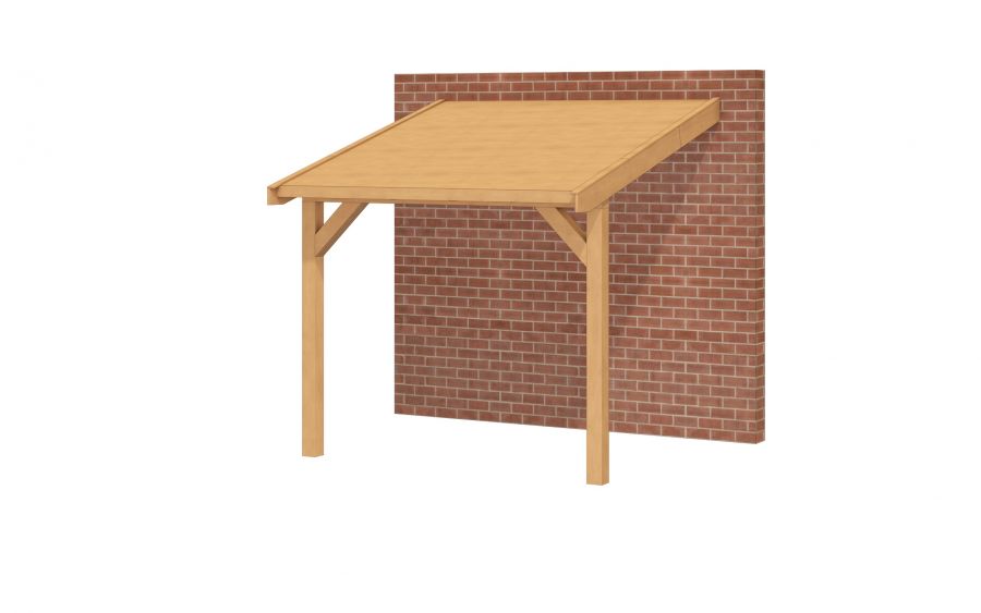 Aanbouwveranda OBLIQUE Schuin dak - 300x350 cm - Dakbeplanking