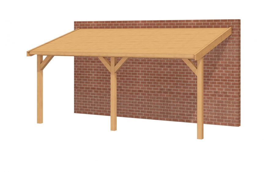 Aanbouwveranda OBLIQUE Schuin dak - 600x400 cm - Dakbeplanking