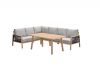 Decala lounge-diningset - 5-delig - aluminium - light teak look - desert sand