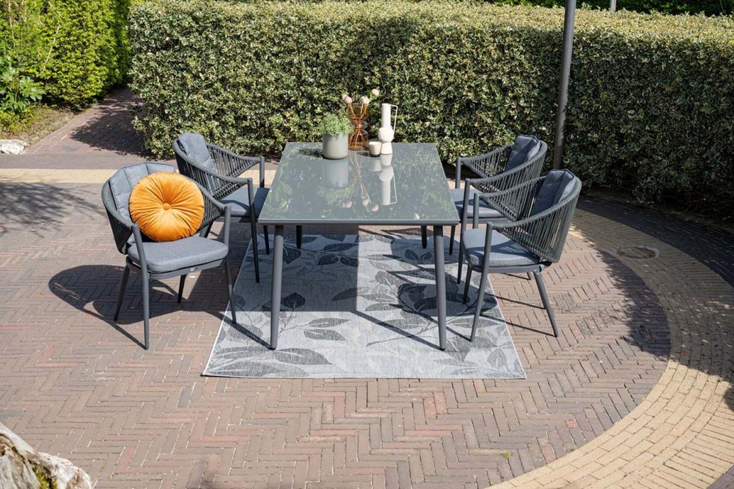 Perth dining tafel 180x100 cm - carbon black / dark grey