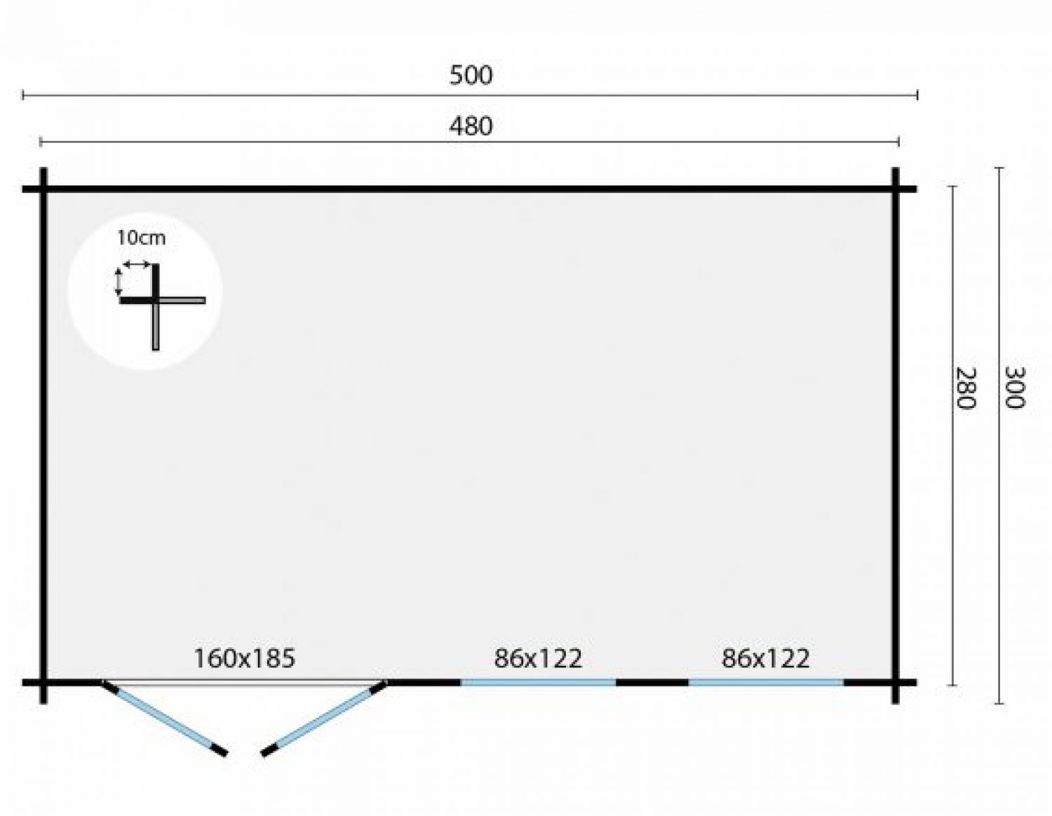 Blokhut Sadie 450x350 cm plattegrond