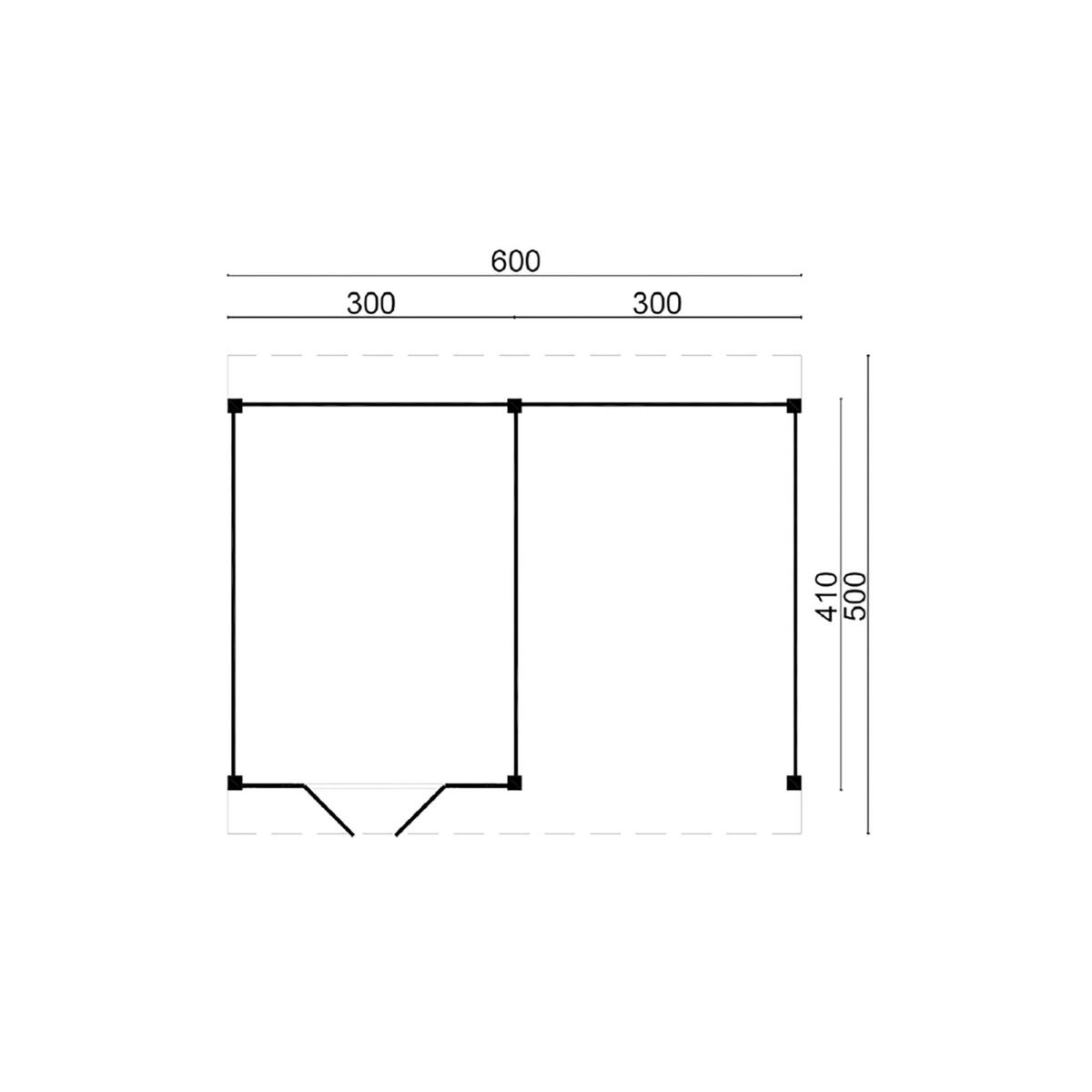 Doe-het-zelf (DHZ) Plat dak Raalte 300x410 cm + luifel 300 cm - zwart geïmpregneerde wanden