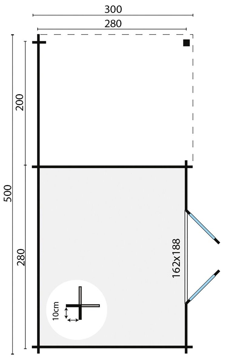 Blokhut Dora 300x300 cm + luifel 200 cm - bruin geïmpregneerd