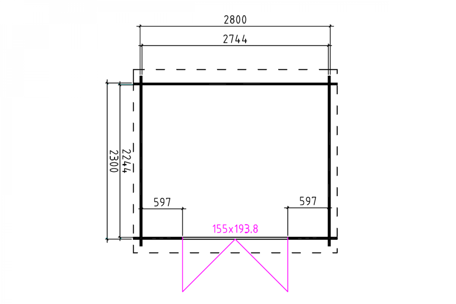 Blokhut 3025L 300x250 cm - geheel gecoat