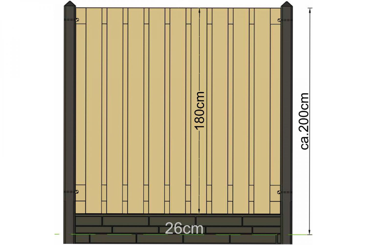 Betonpaal wit/grijs met diamant kop 10x10x180 cm voor schermen 90 cm hoog