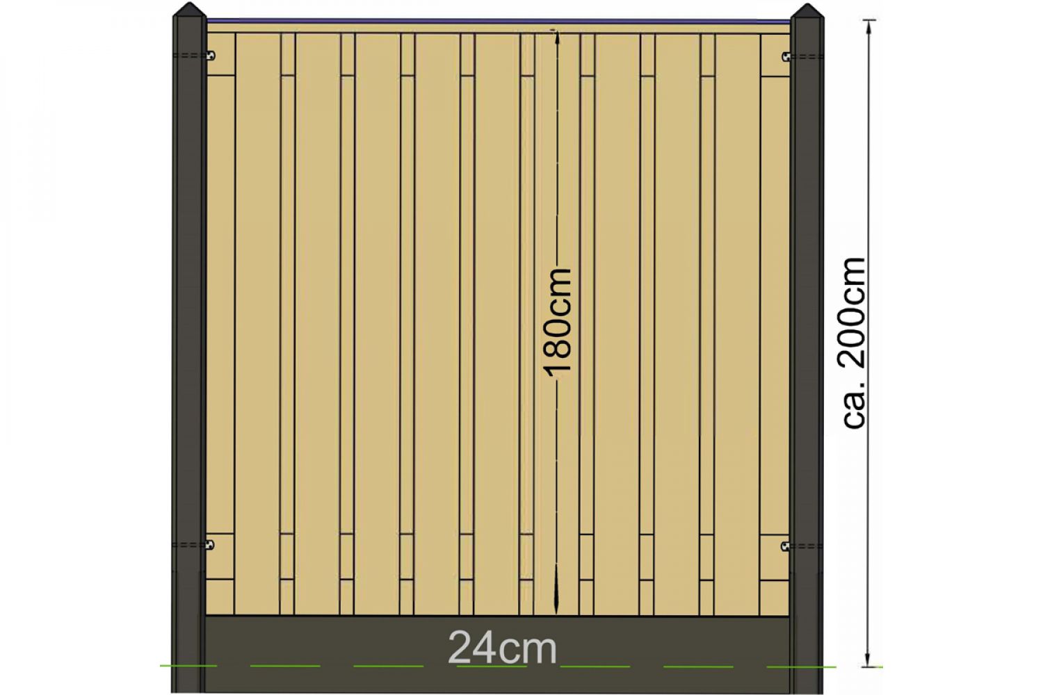 Betonpaal wit/grijs met diamant kop 10x10x180 cm voor schermen 90 cm hoog