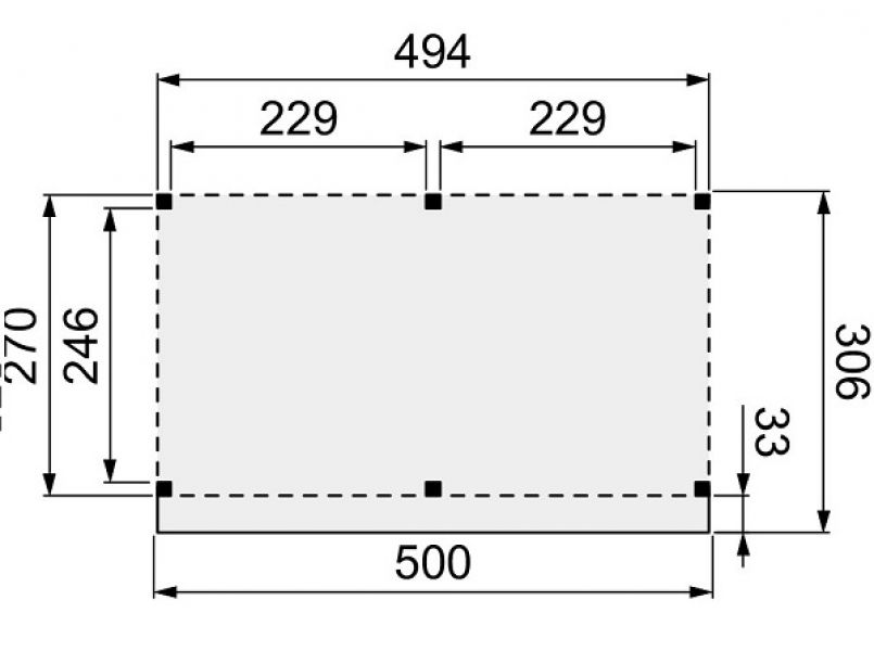 Plattegrond Woodvision buitenverblijf 500x300 cm