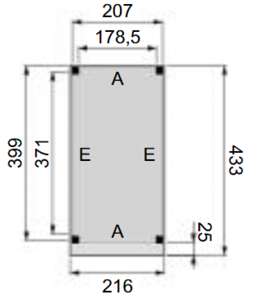 Plattegrond overkapping Premium L 210x400 cm 