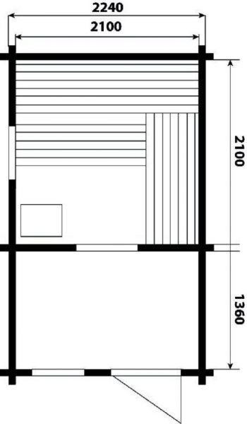 Buitensauna Zadeldak Interflex 2539 - 244x387 cm (70 mm)