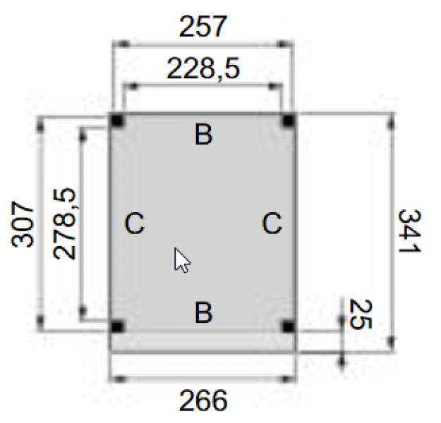 Plattegrond overkapping Premium L 260x310 cm 