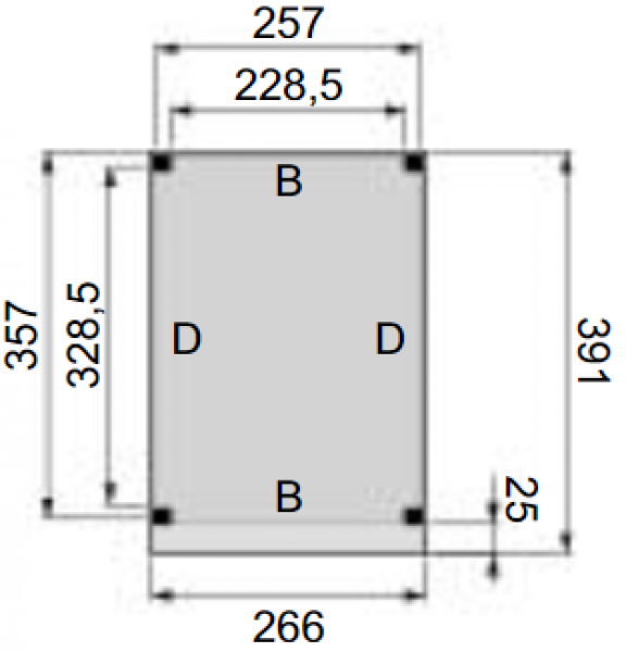 Plattegrond overkapping Premium L 260x360 cm 