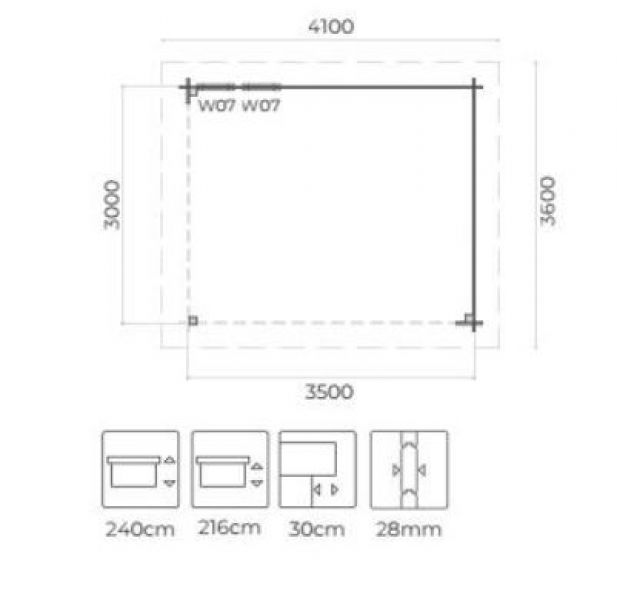 Overkapping Harpel 350x300 cm Plattegrond