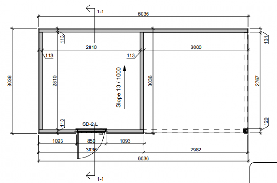 Poolhouse Trendy 300x300 cm  + luifel 300 cm - onbehandeld