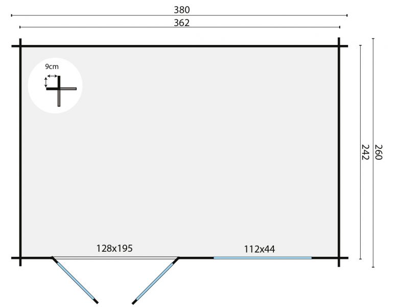 Blokhut Uddel 380 x 260 cm - groen geïmpregneerd