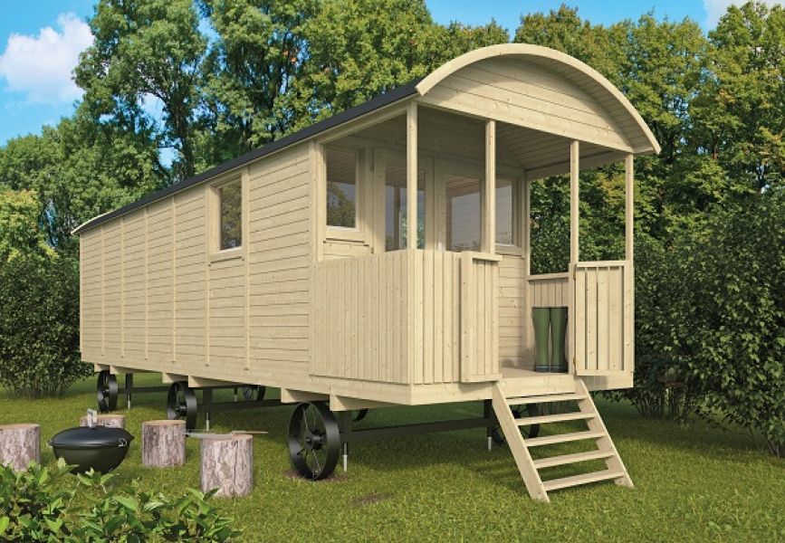 Pipowagen / Zigeunerwagen XL met veranda 820x240 cm