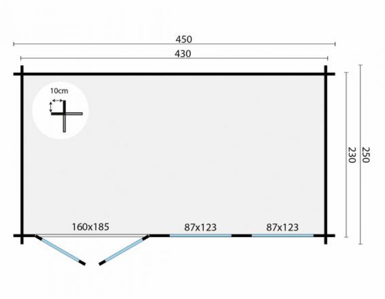 Plattegrond Blokhut Shannon 450x250 cm