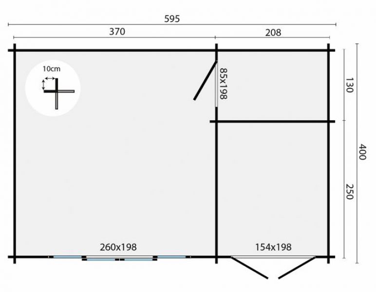 Blokhut Meg 595x400 cm plattegrond