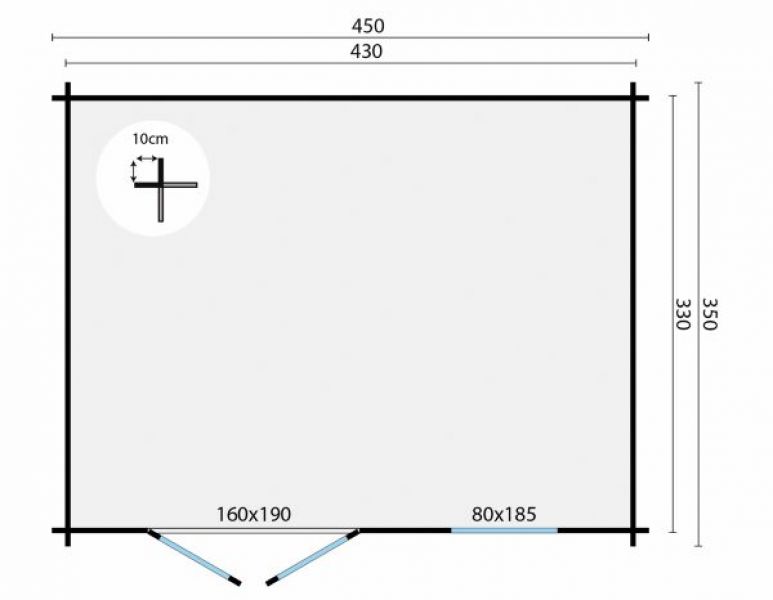 Blokhut Charlie 450x350 cm plattegrond