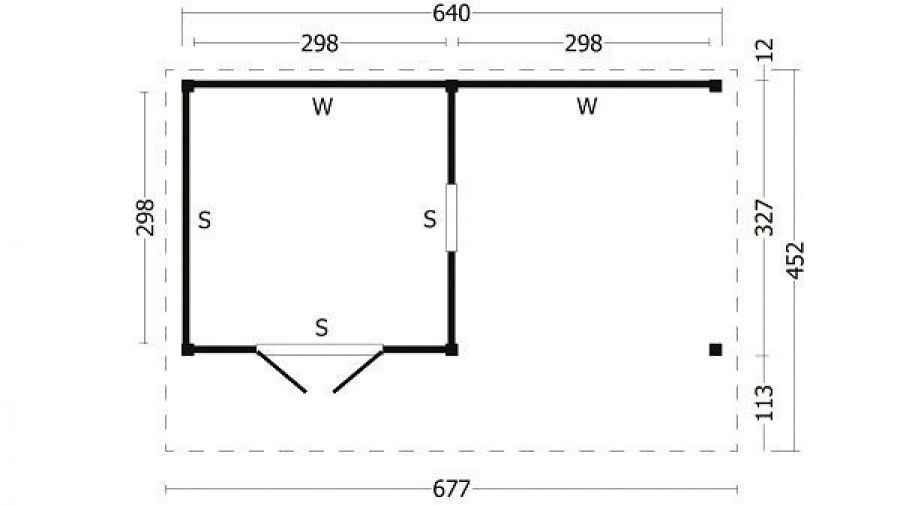 Lariks/Douglas Kapschuur Bergen XL type 3 zwart 677x452 cm plattegrond