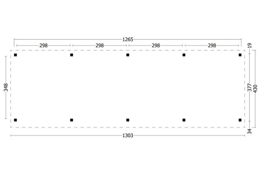 Overkapping Oslo XL type 9 1303x430 cm plattegrond