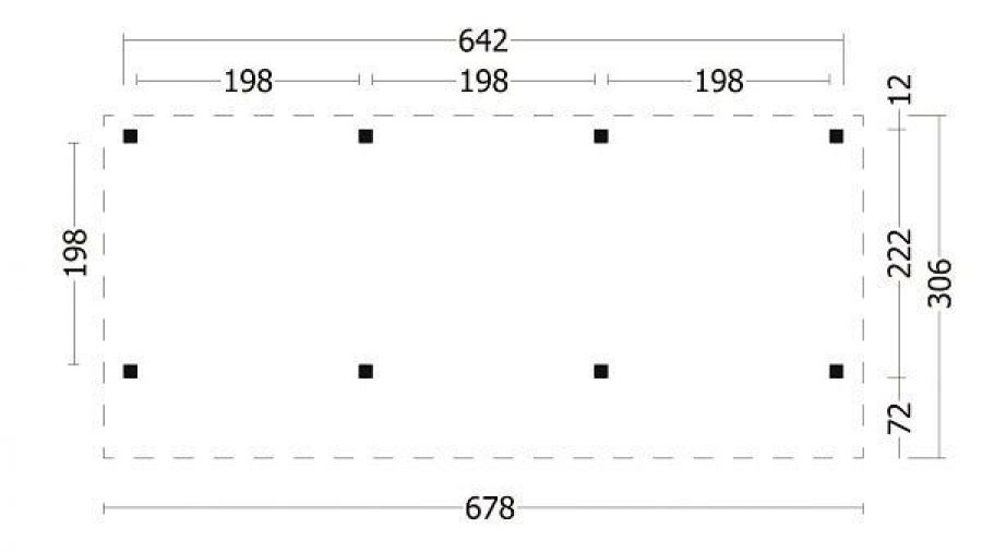 Lariks/Douglas Kapschuur Bergen L type 5 678x306 cm plattegrond