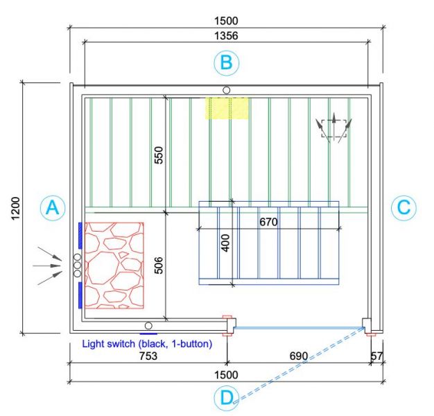 Binnensauna Lillby S 150x120 cm