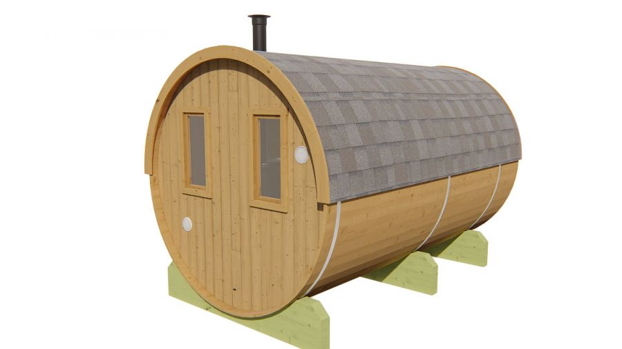 Barrelsauna Thermowood Ø215x350 cm