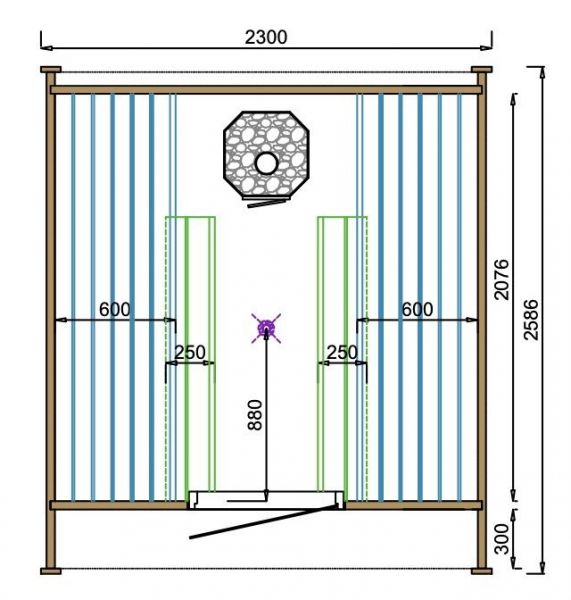 POD sauna Tolva 260x260 cm Thermowood