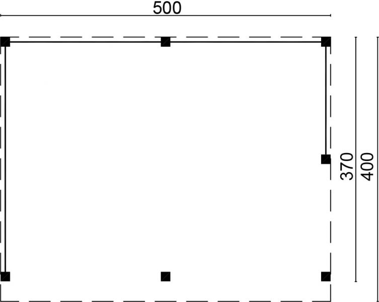 Lariks/Douglas Buitenverblijf Wezep - DIY ongezaagd houtpakket 500x400 cm plattegrond