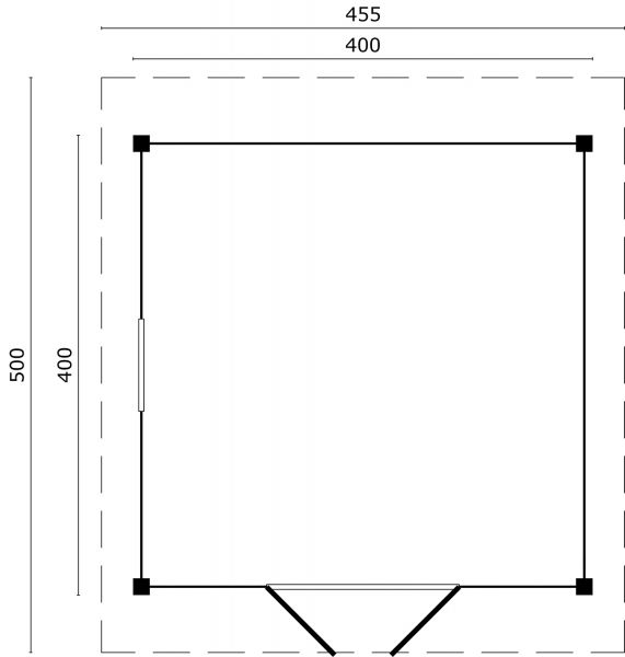 Lariks/Douglas Doe-het-zelf (DHZ) zadeldak Tubbergen 400x400cm plattegrond