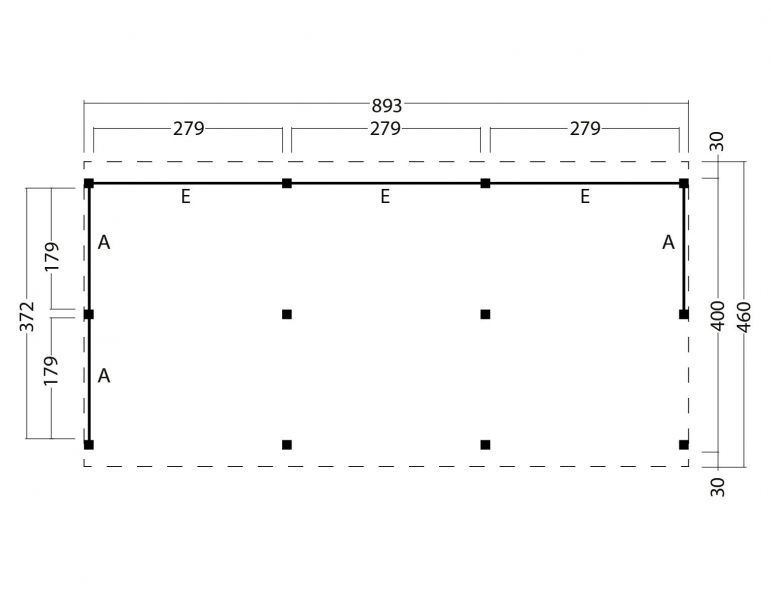 Kapschuur Billund XL Type 6 Red Class Wood 893x460 cm - geïmpregneerd