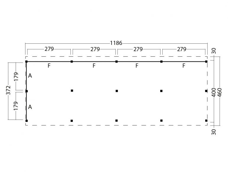 Kapschuur Billund XL Type 10 Red Class Wood 1186x460 cm - zwart gespoten