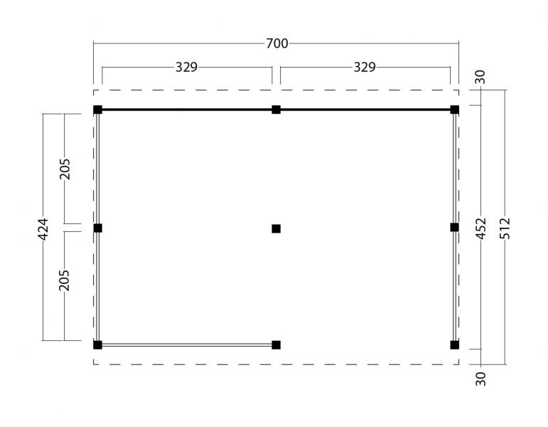 Kapschuur Billund XXL Type 4 Red Class Wood 700x512 cm - zwart gespoten