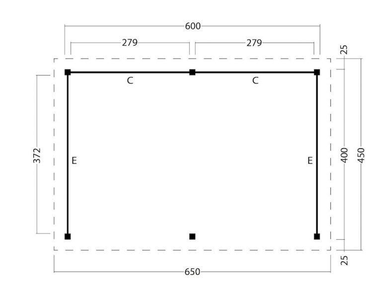 Overkapping Plat Dak Odense XXL Type 4 Red Class Wood 650x450 cm - Blanke wanden