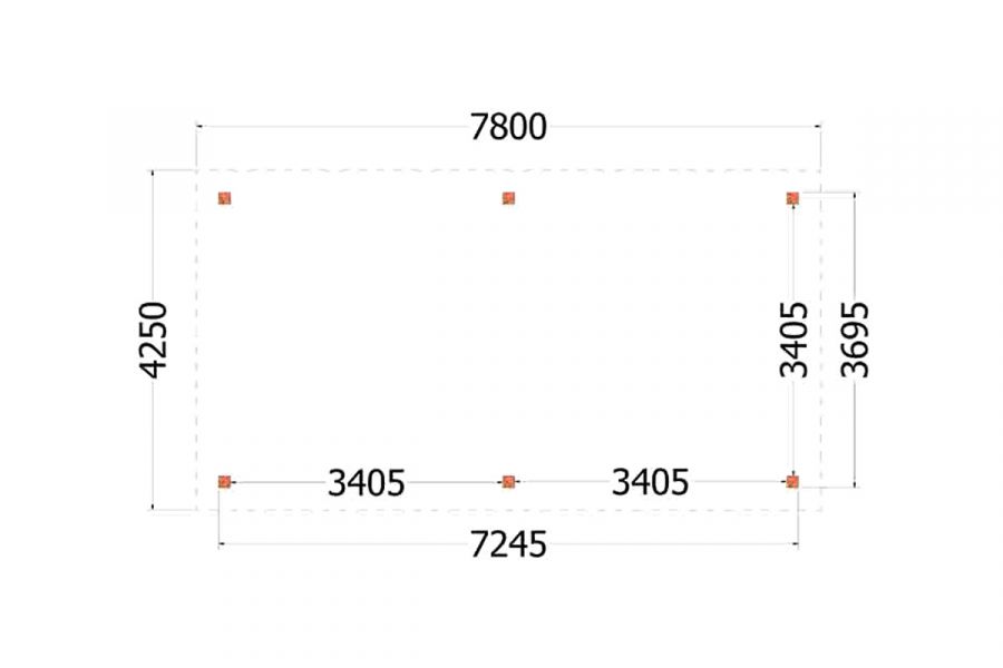 Buitenverblijf Florence 780x425 cm - Plat dak