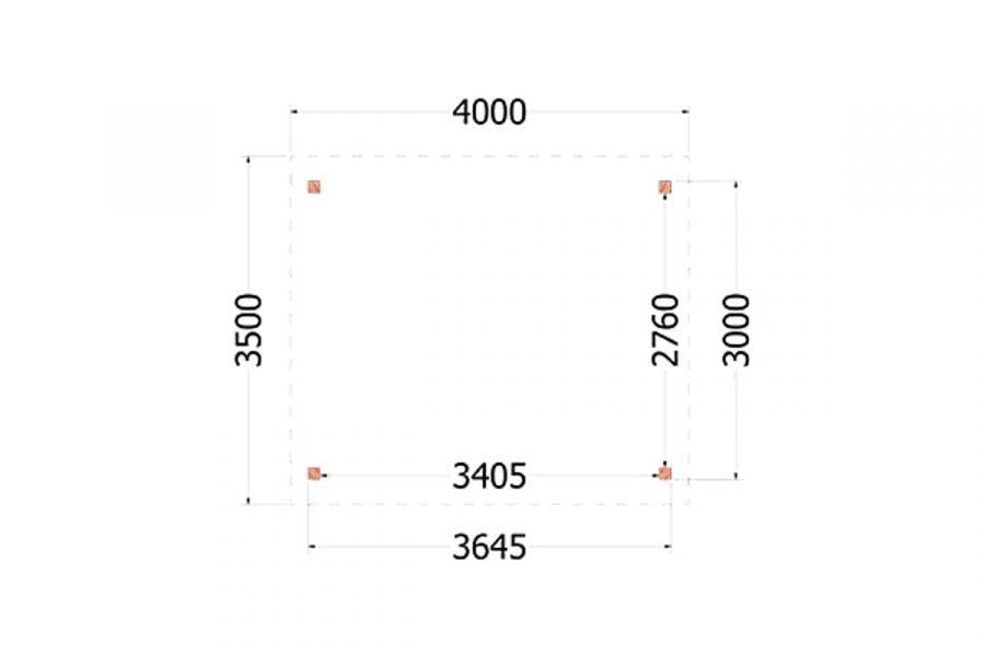 Overkapping Zadeldak Betula 400x350 cm