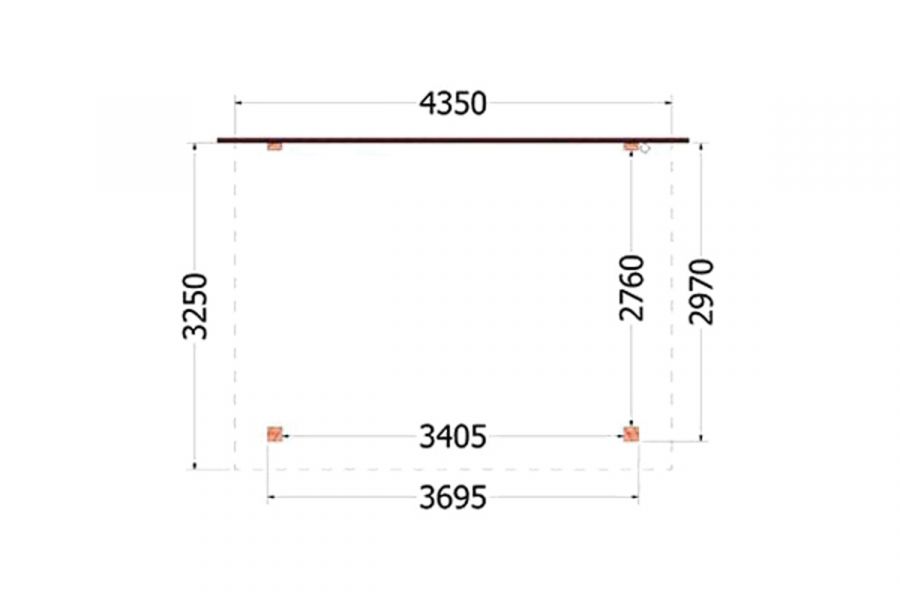 Aanbouwveranda Lucca 435x325 cm - Plat dak