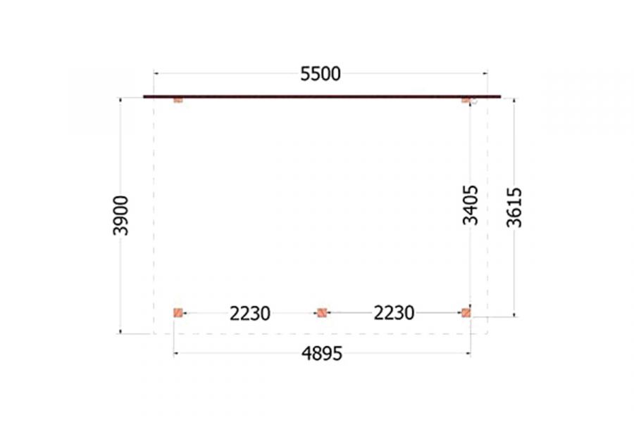 Aanbouwveranda Lucca 555x390 cm - Plat dak