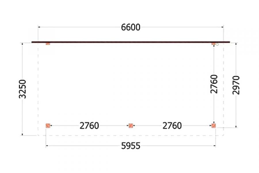 Aanbouwveranda Lucca 660x325 cm - Plat dak