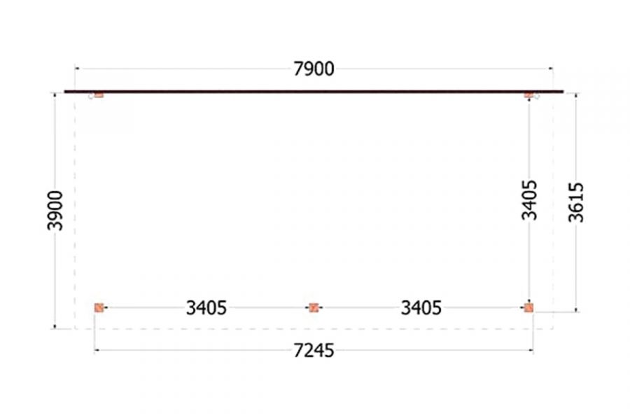 Aanbouwveranda Lucca 790x390 cm - Plat dak